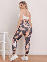 Women's Skull Print Tie Dye High Rise Skinny Trousers