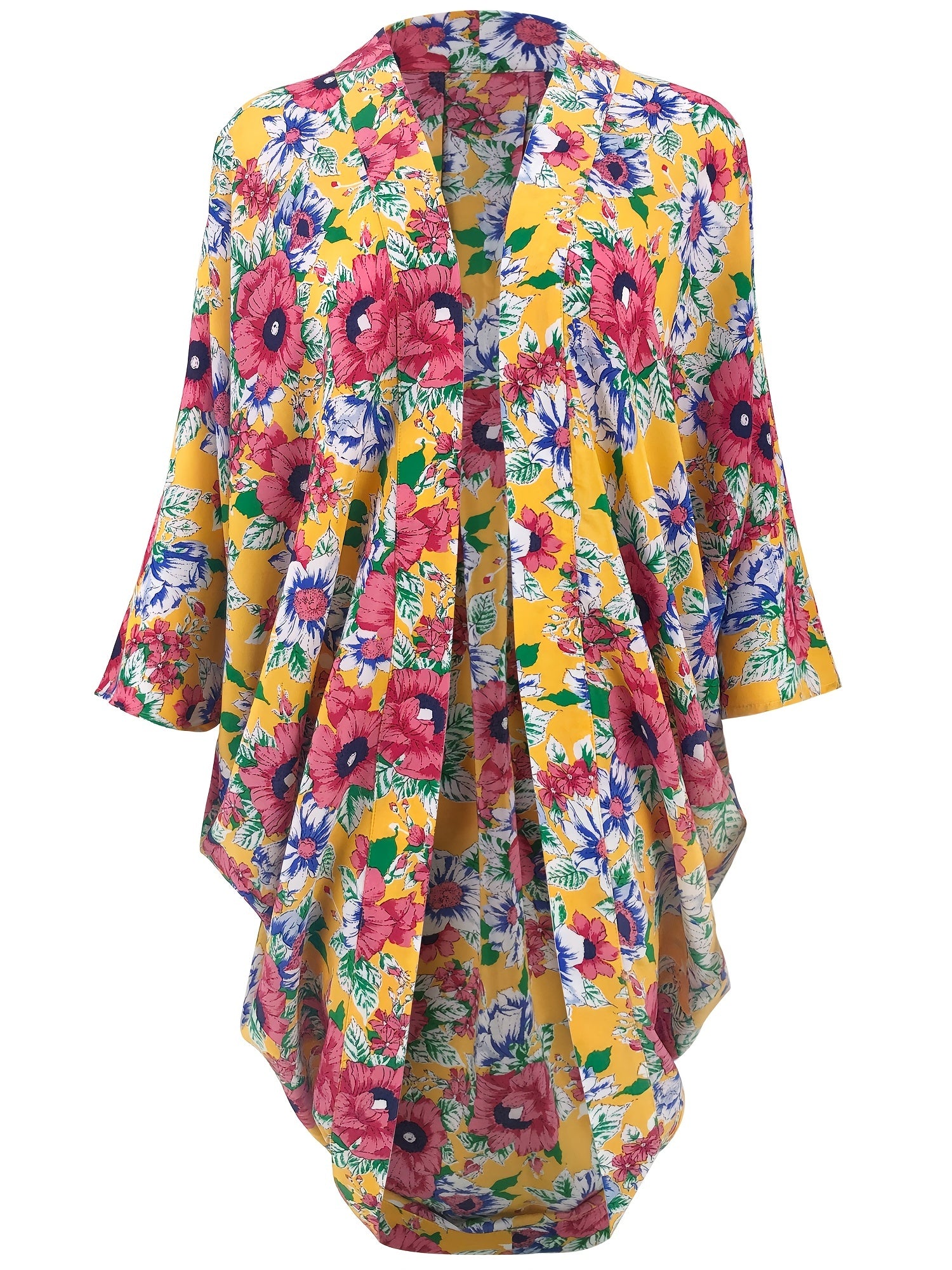 Floral V Neck Cover Up Shirt Rah Guard Kimono