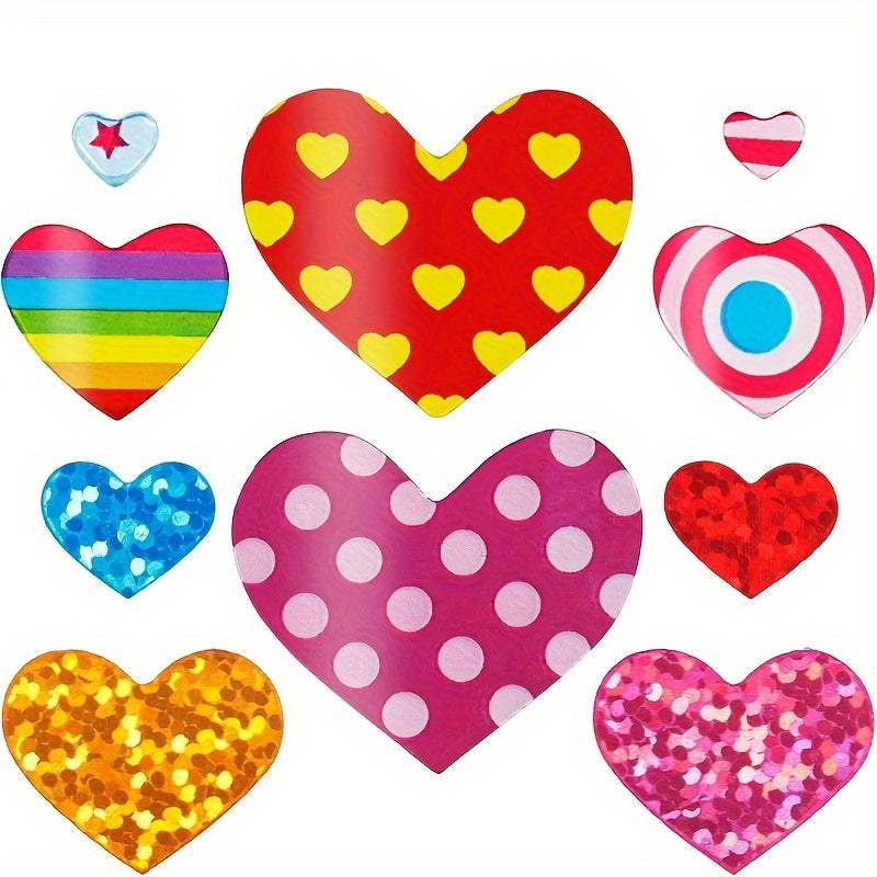 12pcs Heart Stickers Colorful Love Decals for Scrapbooking & Crafts