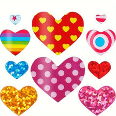 12pcs Heart Stickers Colorful Love Decals for Scrapbooking & Crafts