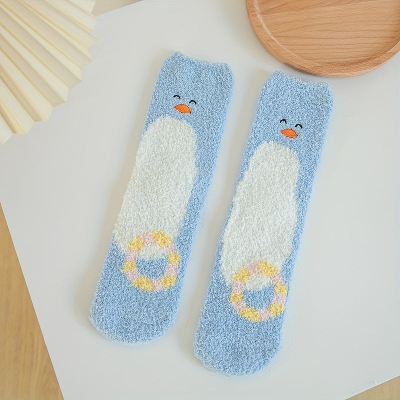 5 Pairs Cartoon Print Socks Warm & Comfy Women's Stockings
