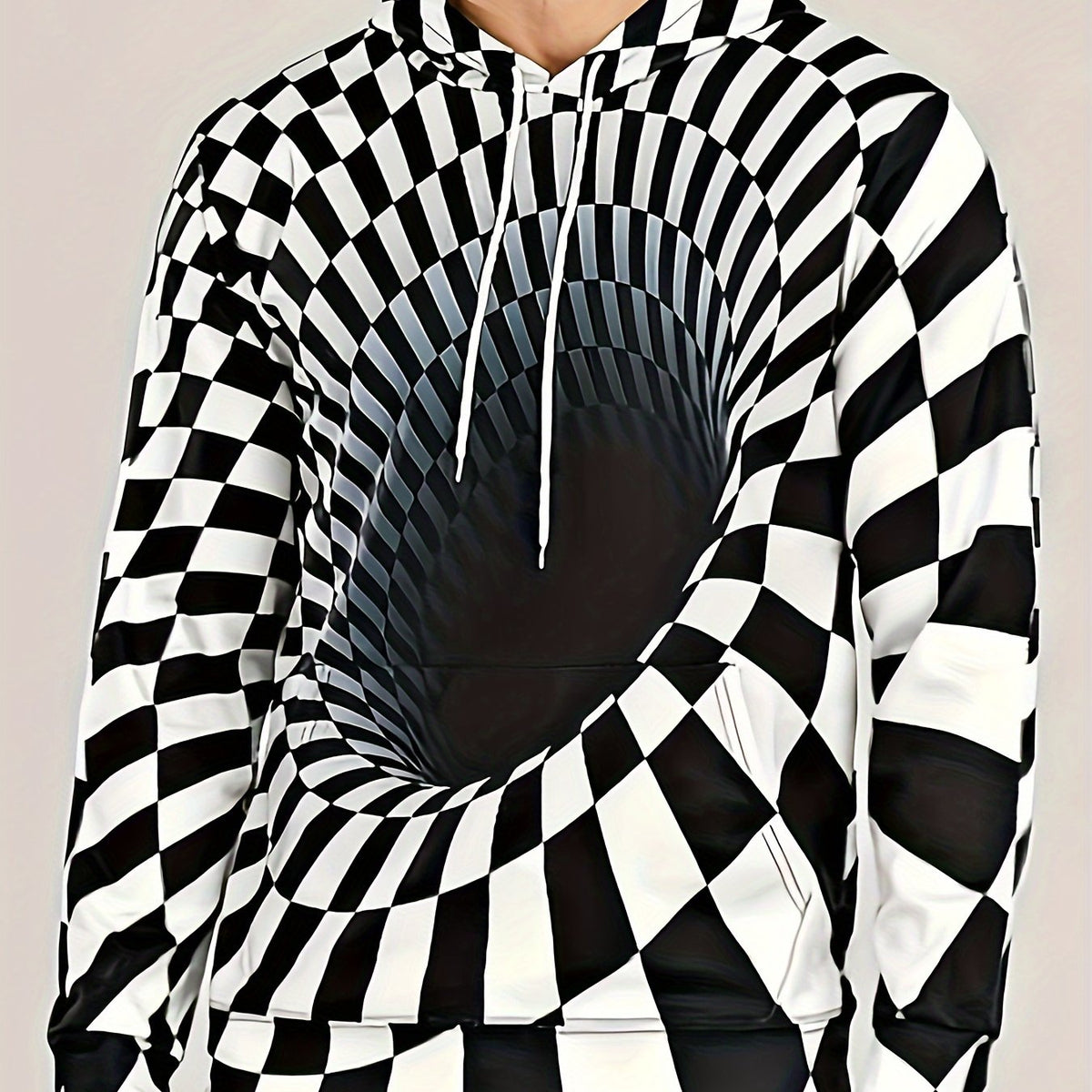 Optical Vision Swirl 3d Pattern Hoodies For Men