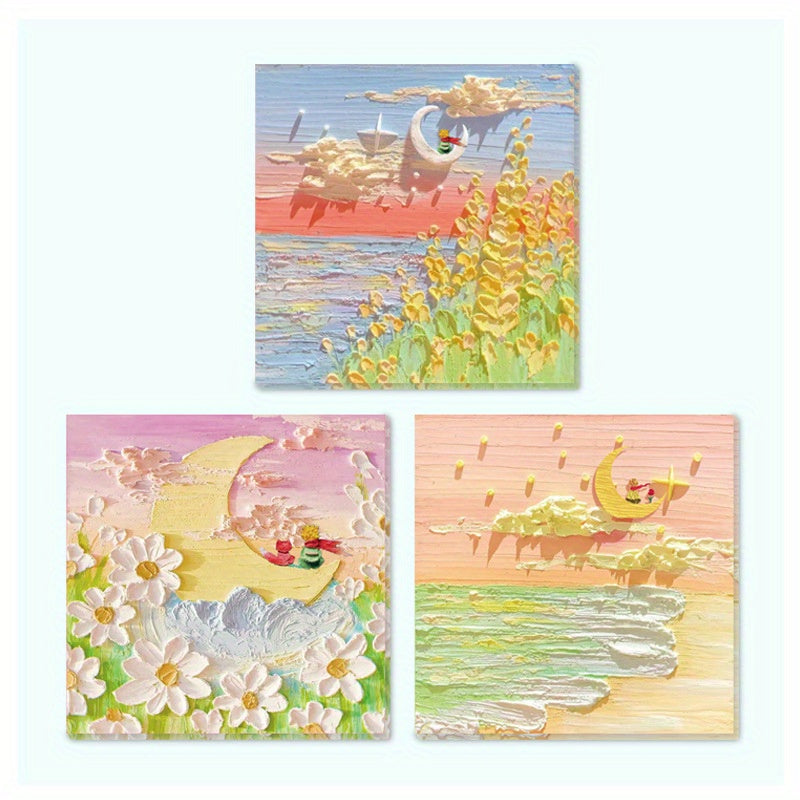 3x3 Painting Pattern Sticky Notes 3 Packs, 4 Series, 90 Sheets