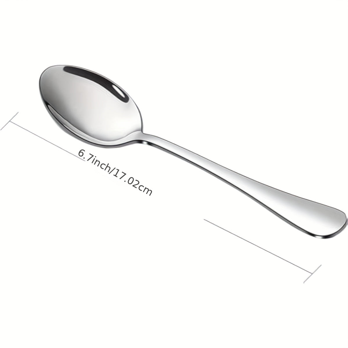 12pcs Stainless Steel Teaspoon Set - 7in Dessert Spoon, Mirror Polished