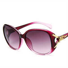 Round Frame Sunglasses Gradient Lens Metal Fox Decor Glasses UV400