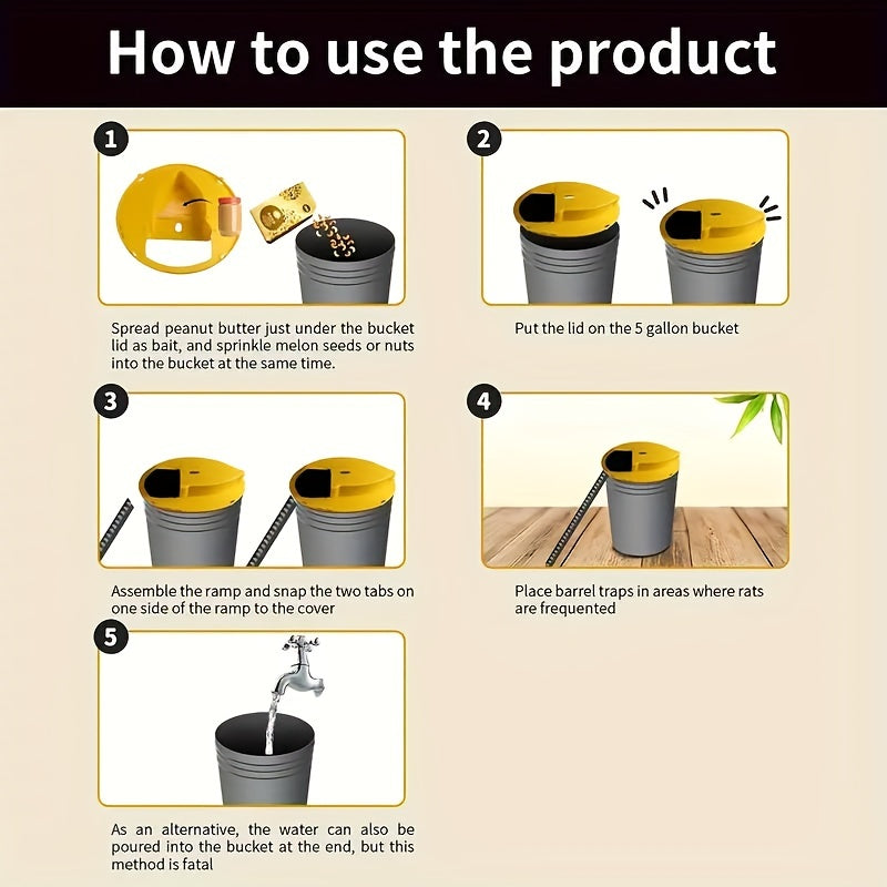 Automatic Reset Flip And Slide Bucket Lid Mouse Trap