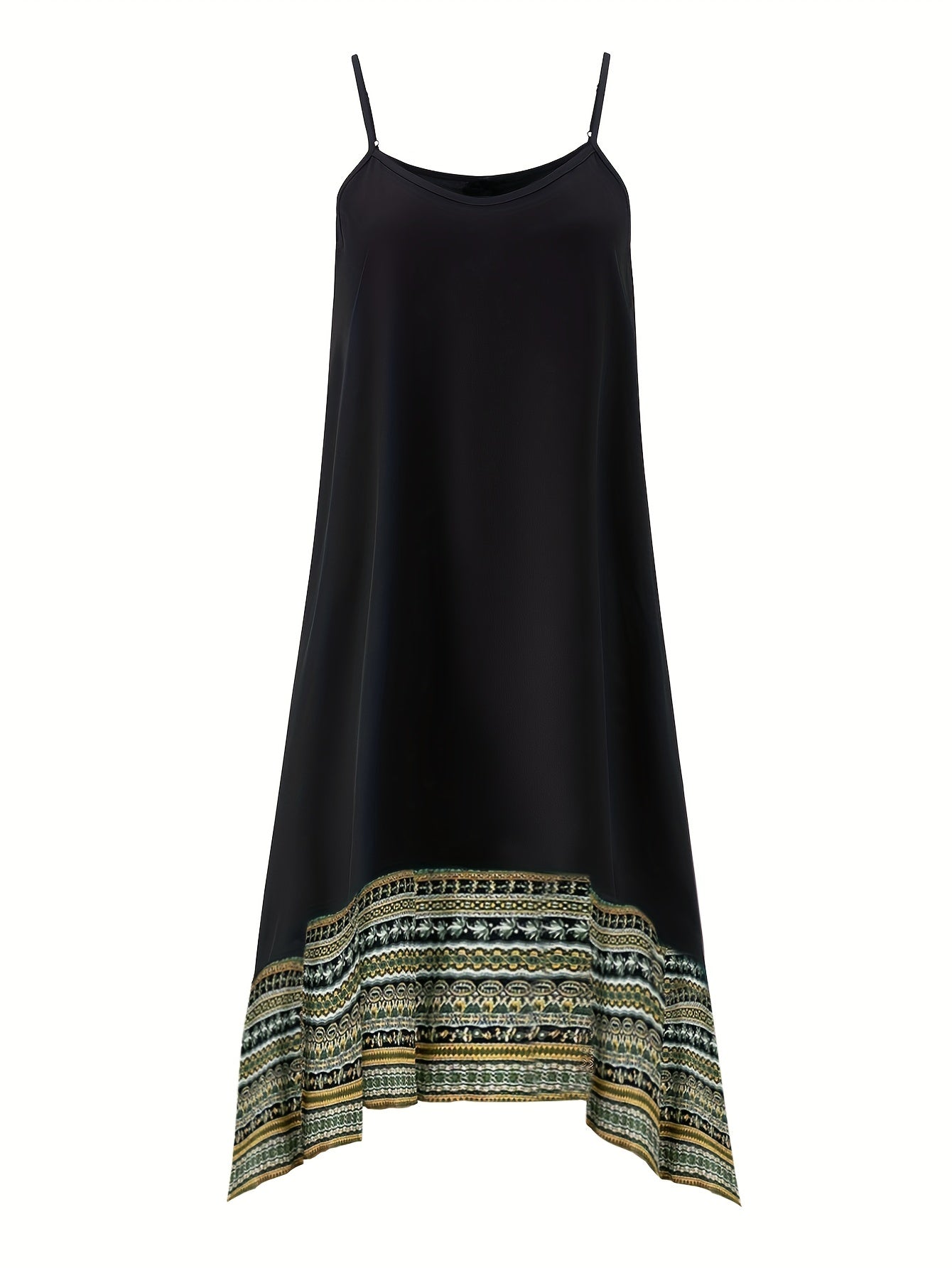 Ethnic Print Splicing Dress Boho Summer Dress Women's Clothing