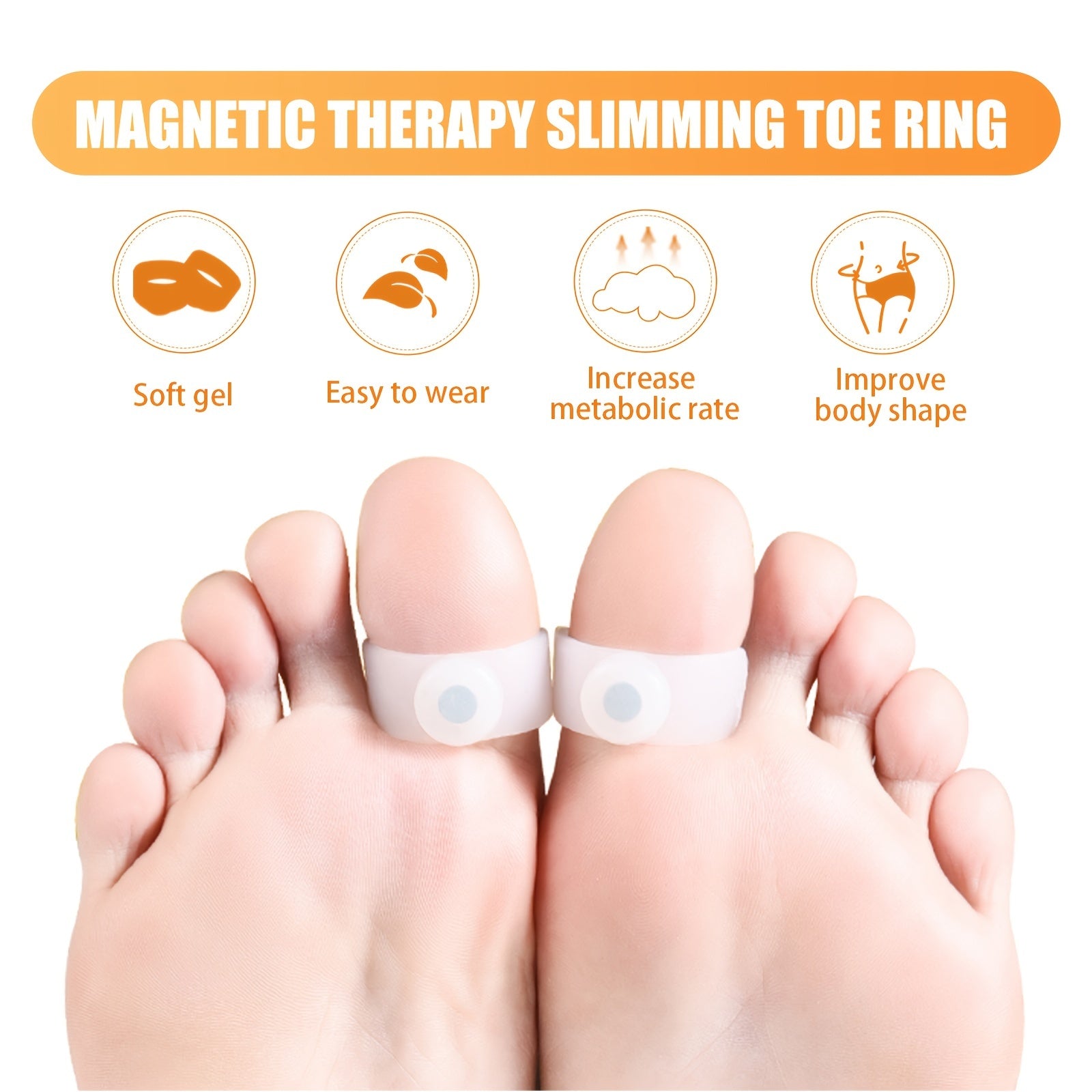 2 Pairs Silicone Magnetic Toe Rings - Slimming Toe Rings & Separators
