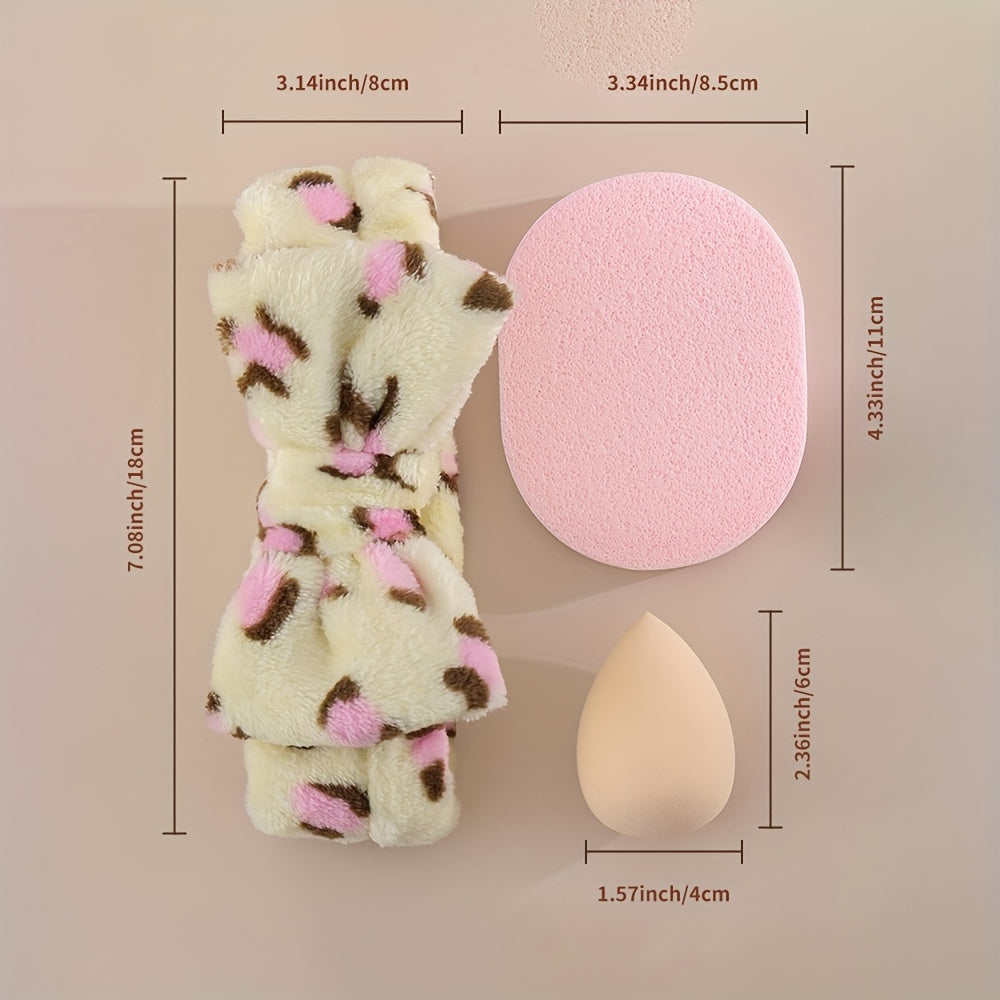 Soft Reusable Makeup Tool Set with Headband, Face Washing Puff, Makeup Sponge