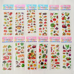 12pcs Fruit And Vegetable 3D Bubble Stickers DIY Toys For Boys And Girls