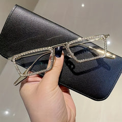 Crystal Rhinestone Square Sunglasses Vintage Women Sun Protection