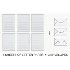 Stationery Paper and Envelopes Set, 6Pcs Paper, 3Pcs Envelopes, Writing Letters