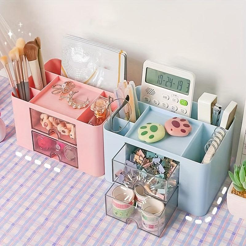Desktop Storage Box with Drawer Plastic Desk Storage Box