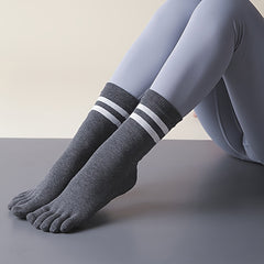 Women's Mid Calf Yoga Socks Non Slip Stripe Sports Socks