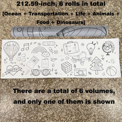 Extra Long Coloring Roll 3.6m Vibrant Animal & Food Designs Paper