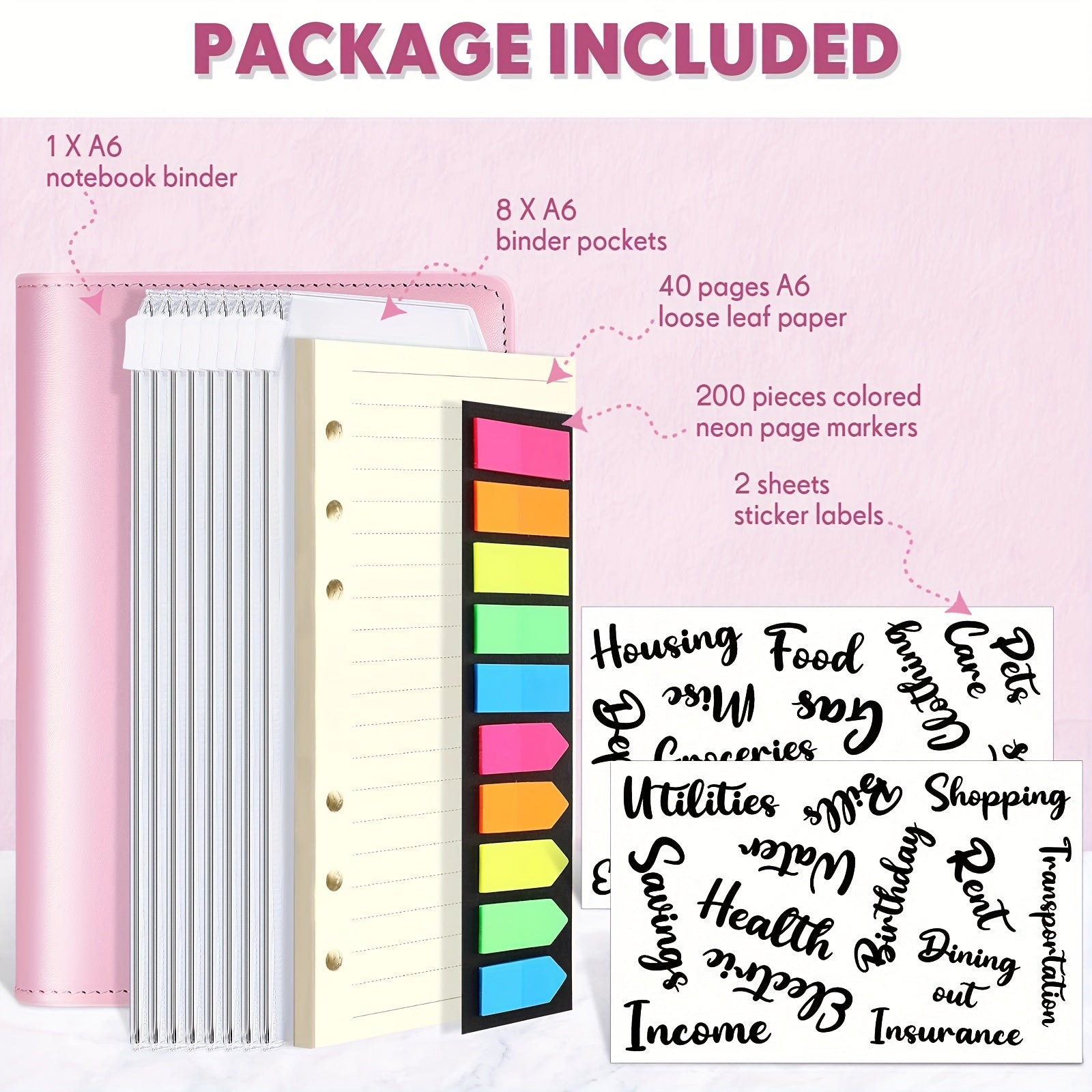 A6 Loose leaf Book Macaron Hand Account Book Cash Budget 6 Holes