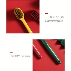 2pcs Macaron Wide Head Toothbrush Couple Bamboo Charcoal Soft Bristle