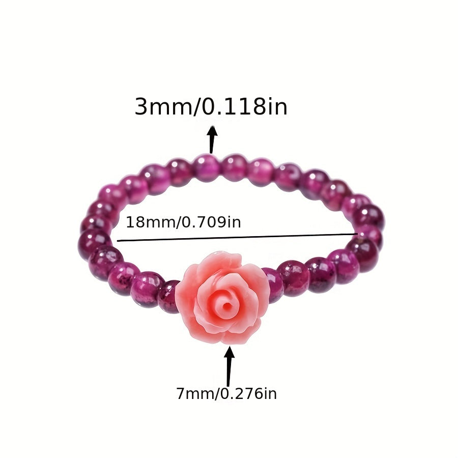 Garnet Beaded Stretch Ring for Women & Girls