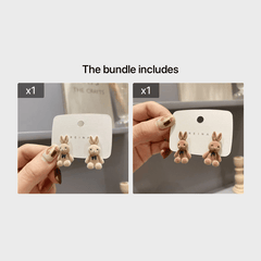Cartoon Plush Rabbit Bear Stud Earrings for Girls