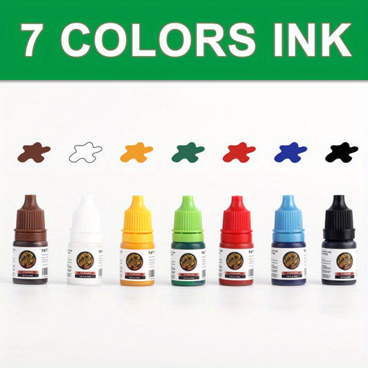 7Pcs Tattoo Inks Pigment Kit for Permanent Makeup & Body Art Painting