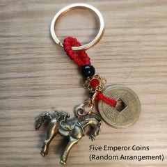 Pure Brass Lucky Cat Pixiu Horse Keychain
