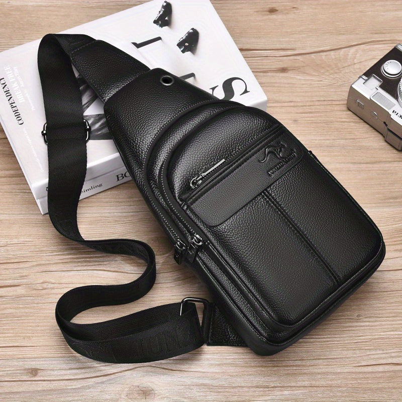 Men's Chest Bag Fashionable With Multiple Pockets PU Retro Shoulder Bag