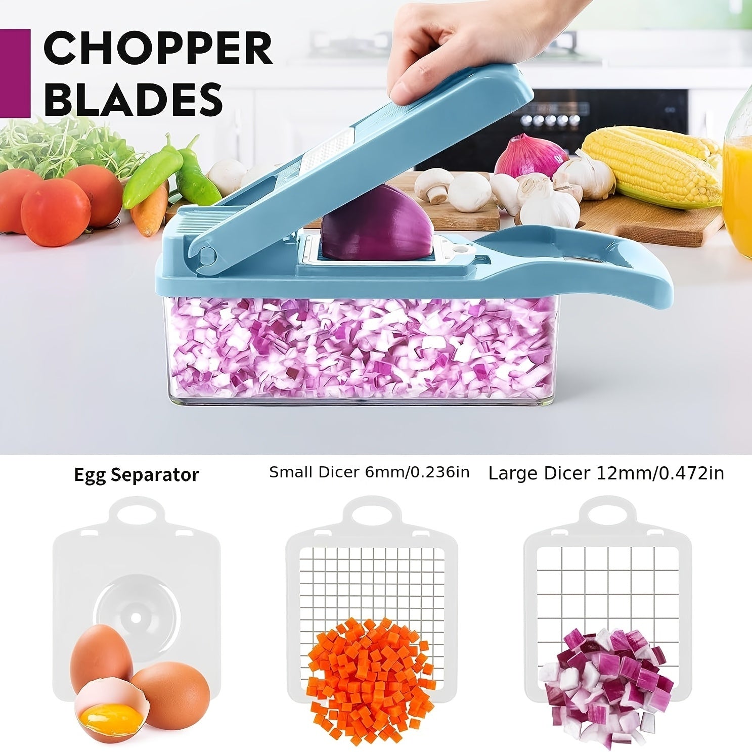 14pcs Vegetable Chopper Multifunctional Slicer Cutter With Container