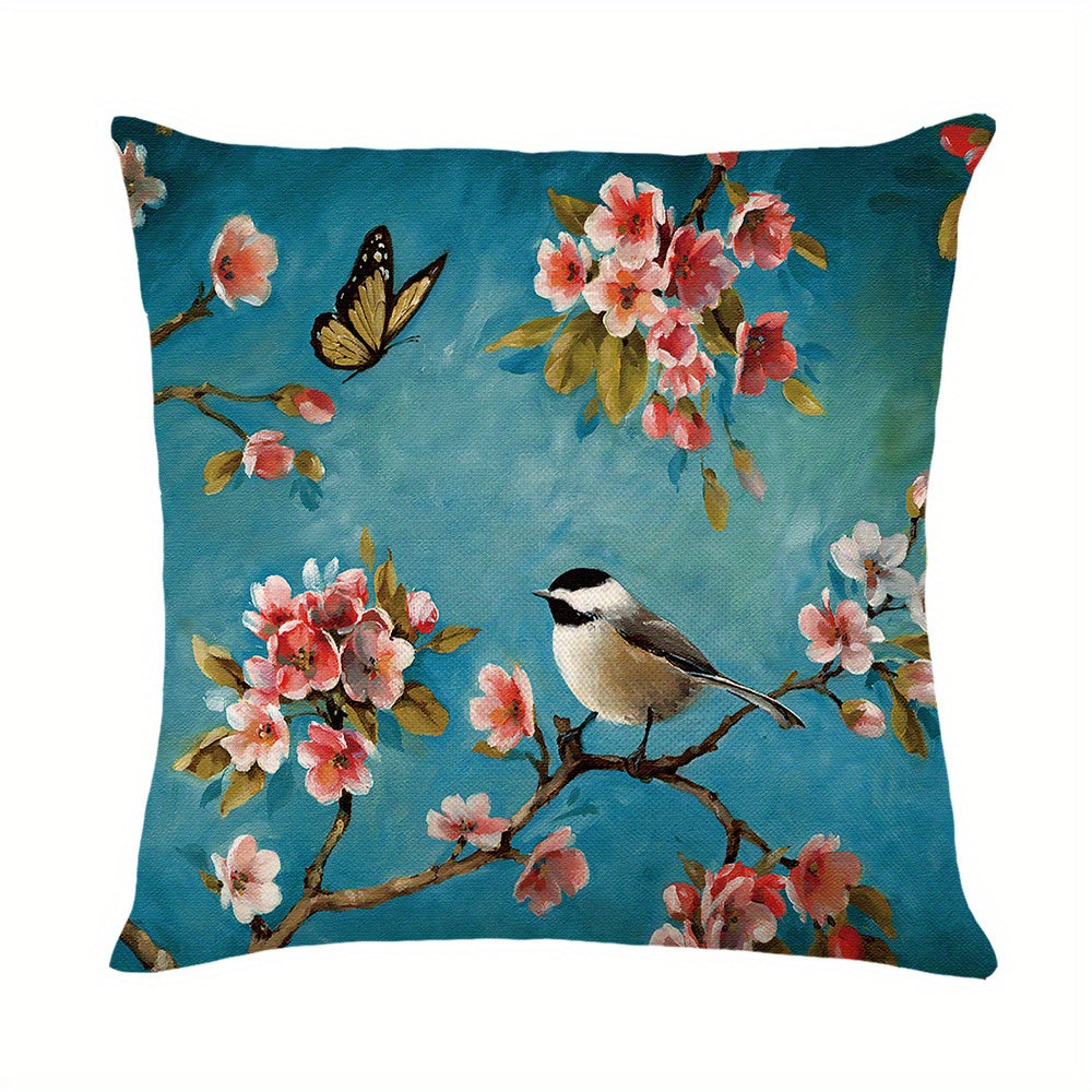 Birds & Branch Print Pillow Case 100% Polyester Home Decor