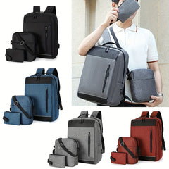 3pcs Business Commuter Laptop Backpack Set with USB Charging Port