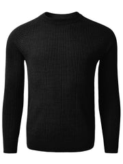 Men's Wool Blend Knitted Sweater - Casual & Warm Crew Neck Pullover