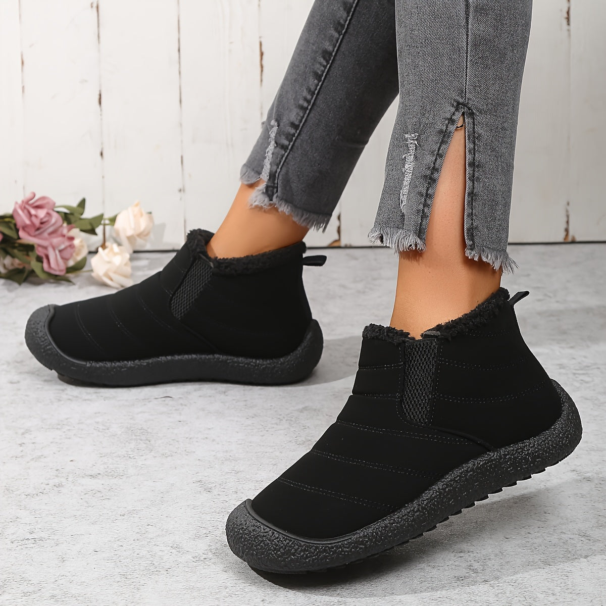 Women's Non slip Thickened Snow Boots Round Toe Warm Shoes