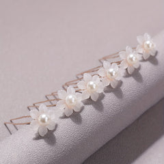 6pcs Faux Pearl Flower Hair Stick Bridal Hair Fork Wedding Hairpin