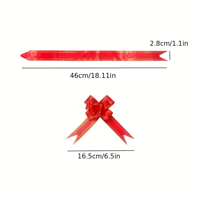 10pcs Christmas Bow Pull Flower Decoration Festive Holiday Gift Bag Packaging