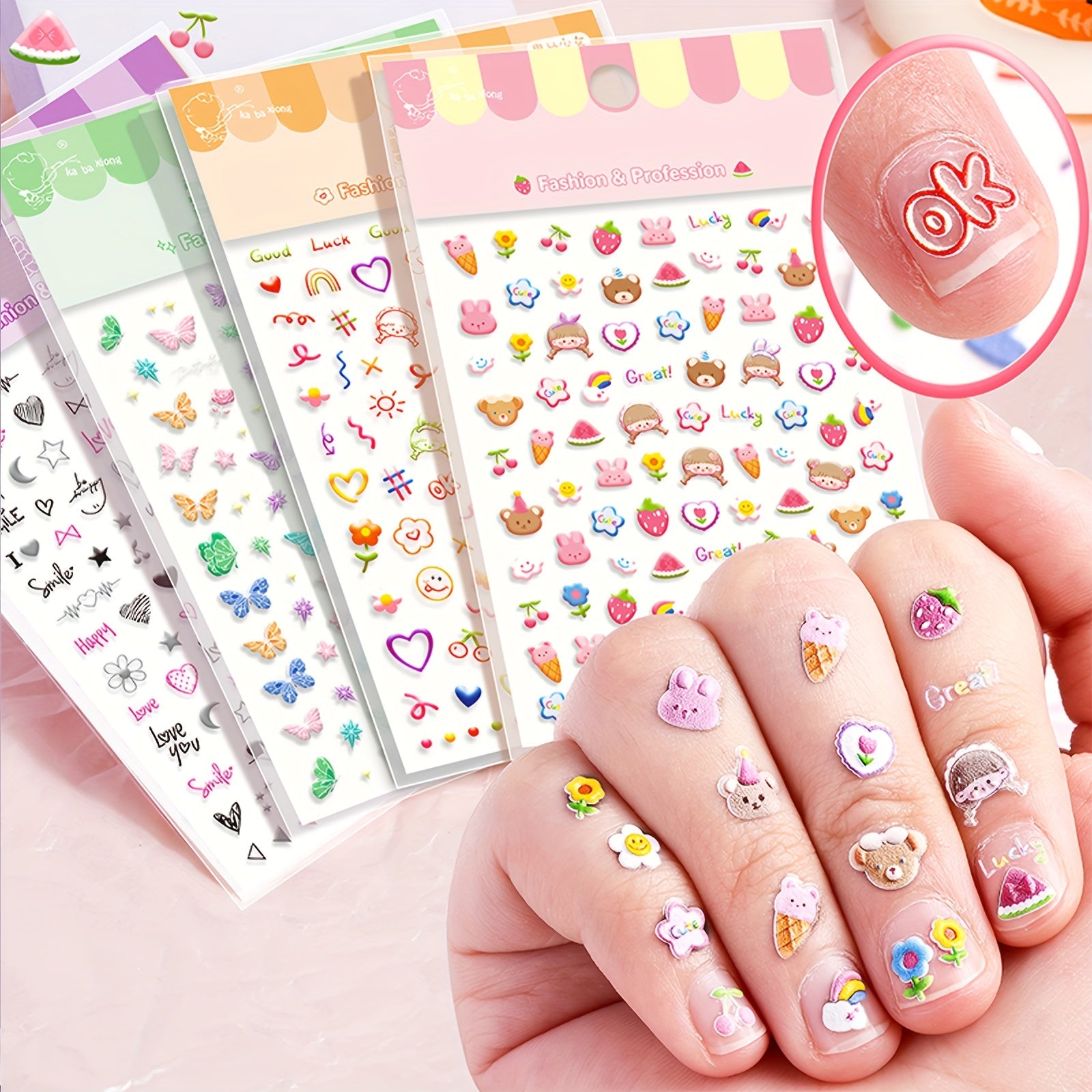 Girl Embossed Nail Art Stickers Finger Decoration Small Patterns