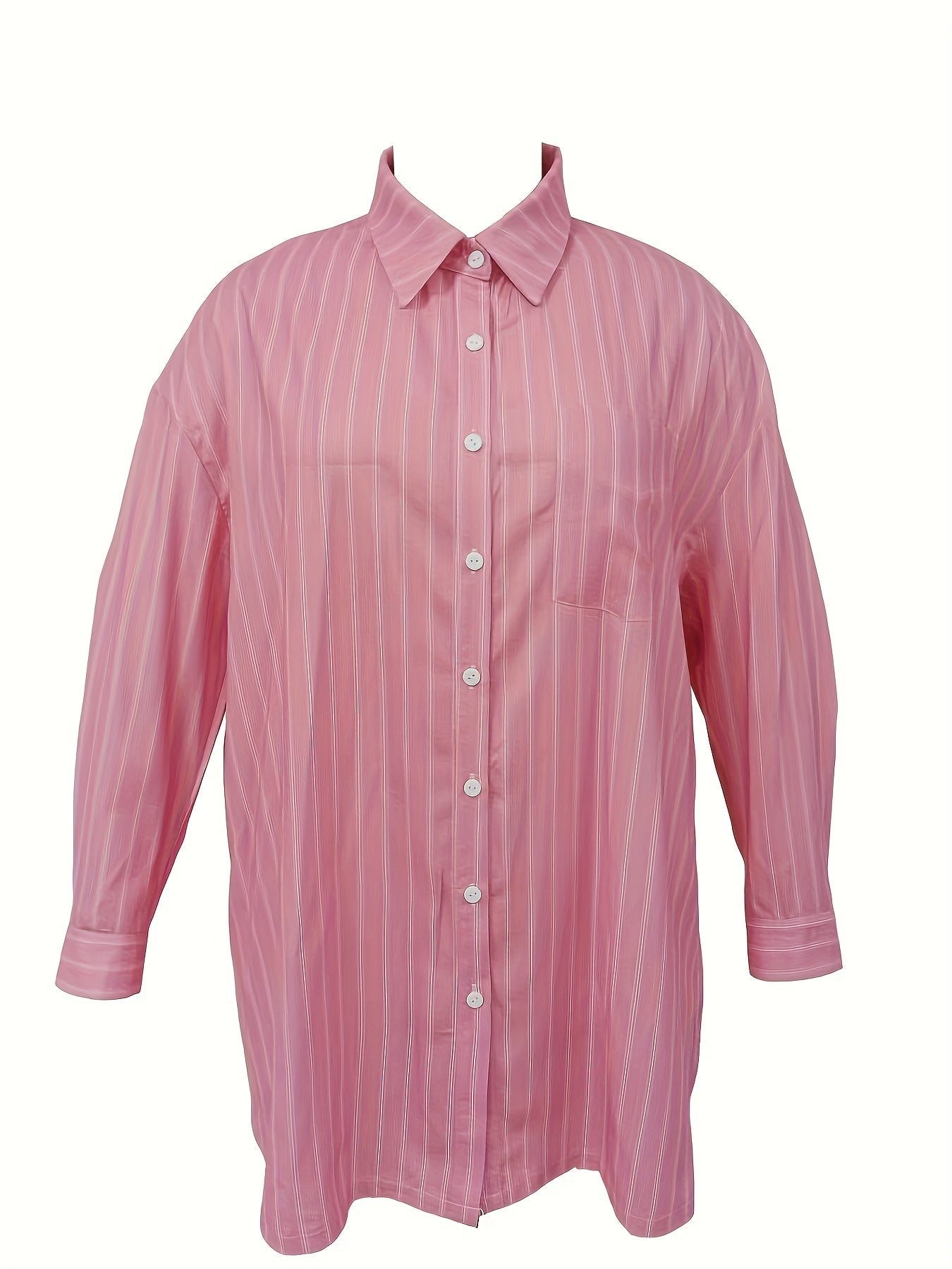  Striped Button Up Long Sleeve Blouse