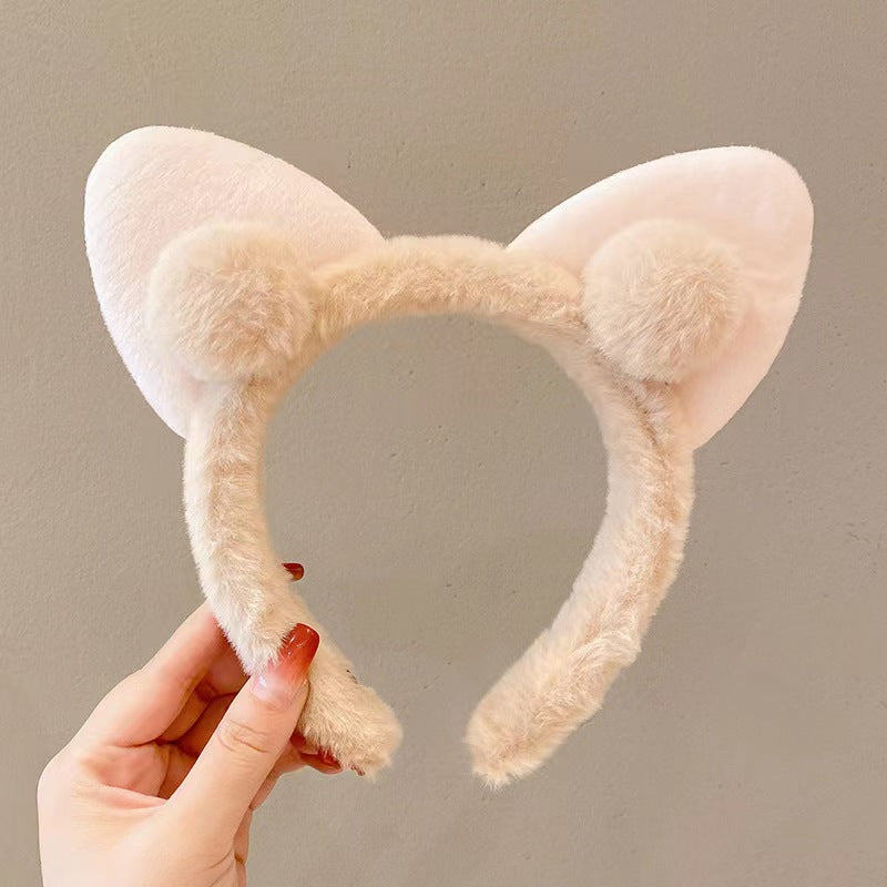 Pink Cat Ears Headband for Face Washing Makeup Shower