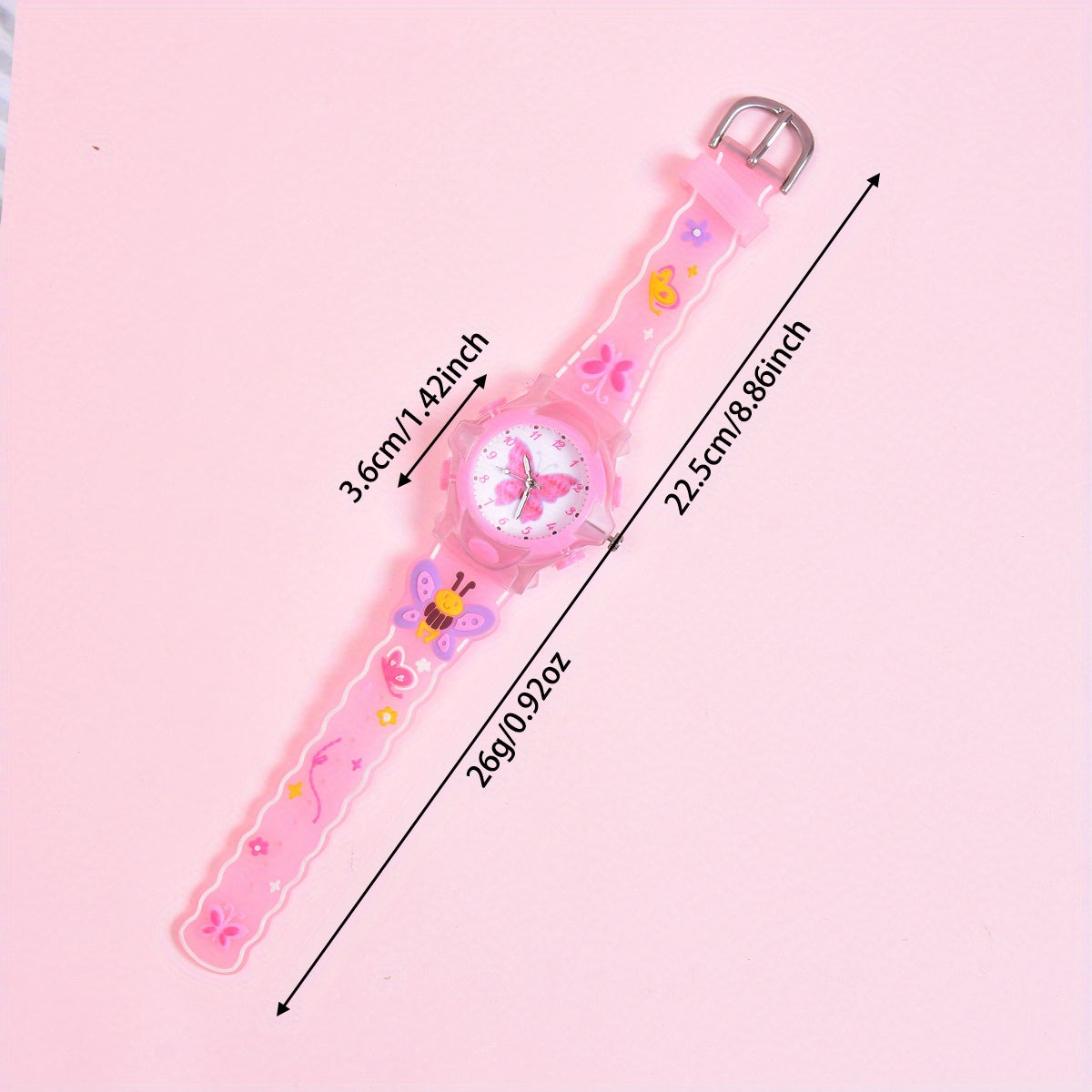 Girls' 3D Printed Silicone Strap Butterfly Kids Watch