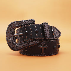 Diamond Printed Cross Leather Belt for Men