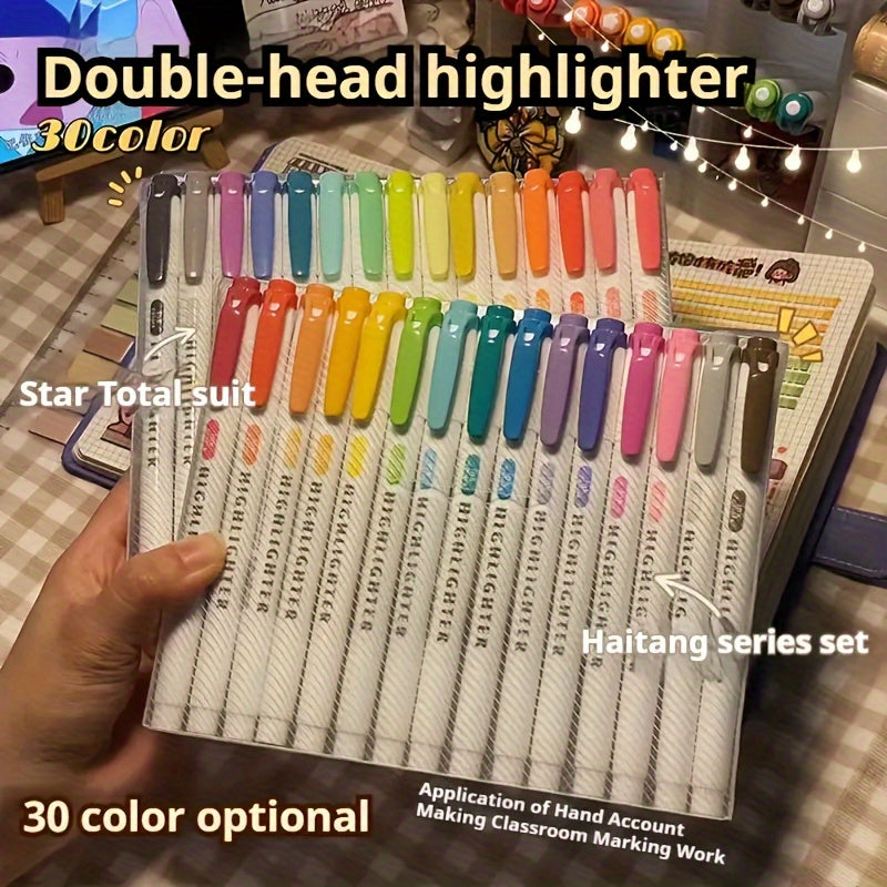 25 Dual Tip Highlighters Fine Chisel Tips Quick Dry Water Based Vibrant Colors