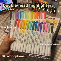 25 Dual Tip Highlighters Fine Chisel Tips Quick Dry Water Based Vibrant Colors