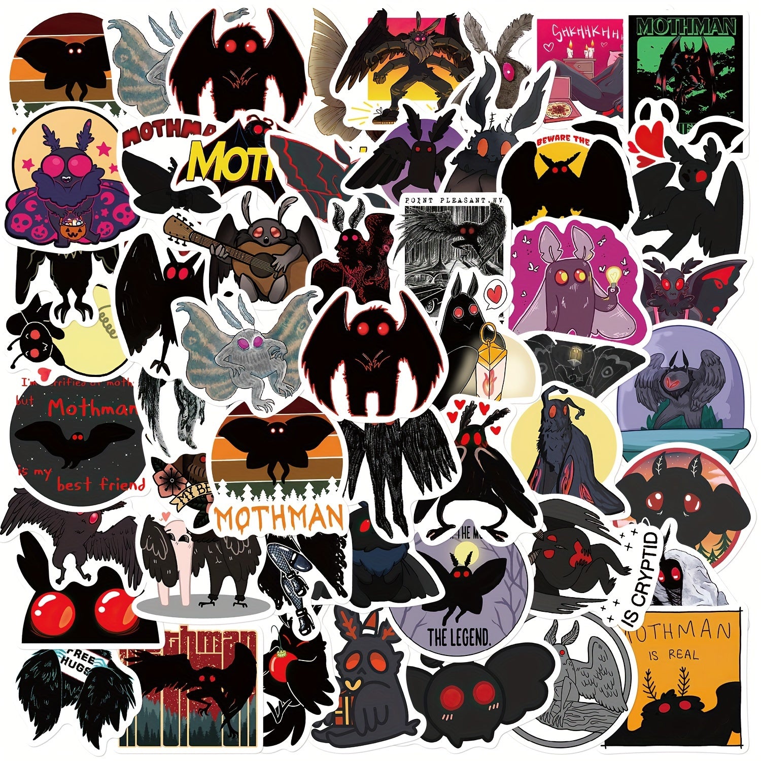 50pcs Cartoon Bat Series Stickers Laptop Water Cup Decorative Stickers