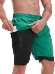 Men's 2-Layer Gym & Running Shorts Quick Dry & Comfortable