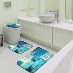 4-Piece Abstract Bathroom Set: Shower Curtain, Rugs, Non-Slip Bath