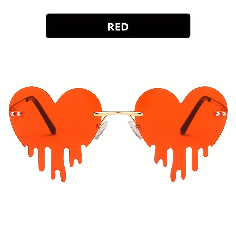Rimless Heart Tears Sunglasses Y2K Metal Eye Glasses
