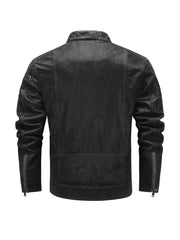 Men's Middle aged PU Leather Jacket With Zipper