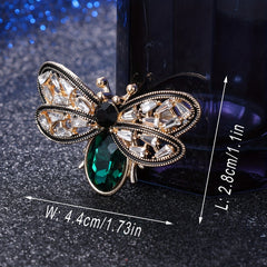 Emerald Rhinestone Bee Brooch Halloween Gift For Men