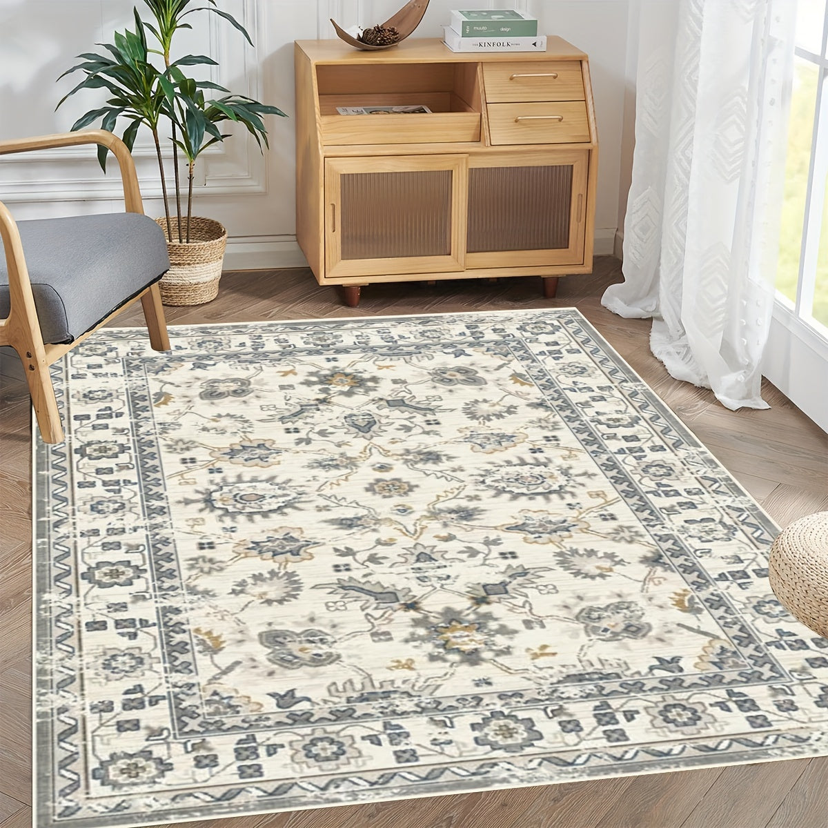 Vintage Persian Area Rug Boho Anti-Skid Soft Carpet