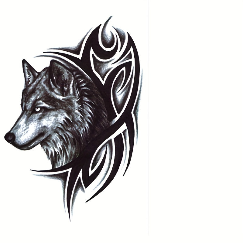 Wolf Head Temporary Tattoo Sticker For Men And Women
