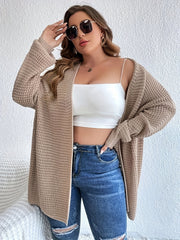  Solid Long Sleeve Open Front Cardigan