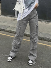  High Rise Straight Leg Cargo Trousers